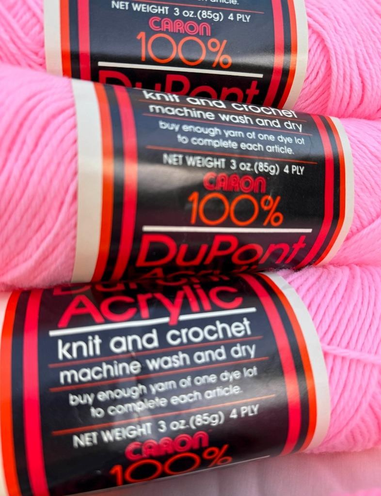 10 Caron Yarn Pink 100% DuPont Acrylic Vintage 4-ply Same Dye Lot USA 3oz Skeins